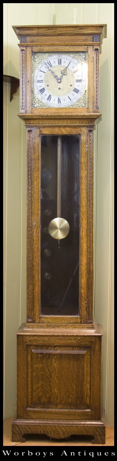 Small Early 20th Century Oak Longcase Clock